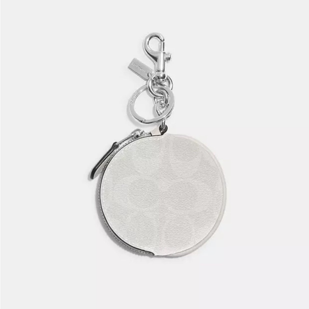 NWT Coach Signature Coin Pouch Keychain/bag charm in Glacier White/Silver